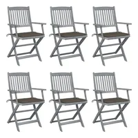 VidaXL Klappbare Gartenstühle 6 Stk. mit Sitzkissen Massivholz Akazie