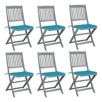 VidaXL Klappbare Gartenstühle 6 Stk. mit Sitzkissen Massivholz Akazie