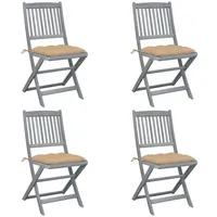 VidaXL Klappbare Gartenstühle 4 Stk. mit Kissen Massivholz Akazie