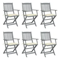 VidaXL Klappbare Gartenstühle 6 Stk. mit Sitzkissen Massivholz Akazie