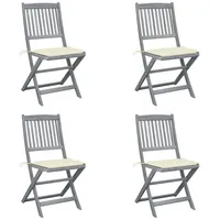 VidaXL Klappbare Gartenstühle 4 Stk. mit Kissen Massivholz Akazie