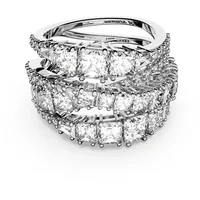 Swarovski Hyperbola Ring, Verschiedene Schliffe, Weiß, Rhodiniert