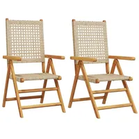 VidaXL Gartenstühle 2 Stk. Beige Massivholz Akazie und Poly