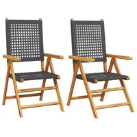 VidaXL Gartenstühle 2 Stk. Schwarz Massivholz Akazie und Poly