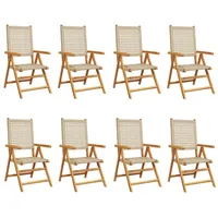 VidaXL Gartenstuhl Verstellbar 8 Stk. Beige Poly Rattan Massivholz