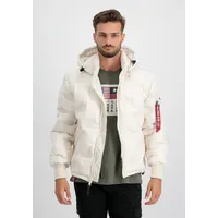 Alpha Industries Logo Puffer Bomberjacke - Jet Stream White