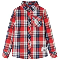 VidaXL Kinderhemd Karomuster Rot und Marineblau 92 - Rot