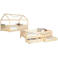 TICAA 2 in 1 Hausbett Bodenbett wandelbar mit abnehmbaren