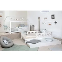 TICAA 2 in 1 Hausbett Bodenbett wandelbar mit abnehmbaren