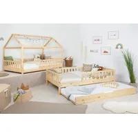 TICAA 2 in 1 Hausbett Bodenbett wandelbar mit abnehmbaren