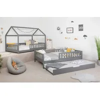 TICAA 2 in 1 Hausbett Bodenbett wandelbar mit abnehmbaren