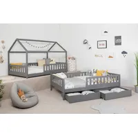 TICAA 2 in 1 Hausbett Bodenbett wandelbar mit abnehmbaren