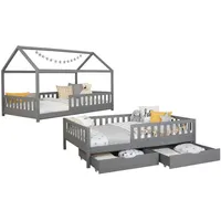 TICAA Hausbett Duo 100 x 200 cm Kiefer massiv