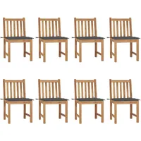 VidaXL Gartenstühle 8 Stk. mit Kissen Massivholz Teak