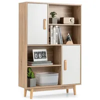 Costway Bücherschrank mit 2 Türen und 4 offene Regale,
