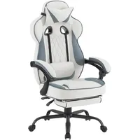 Woltu Gaming Stuhl mit Taschenfederkissen, ergonomisch, Fußstütze, blau+weiß -