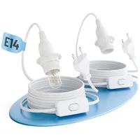 Greate 2x E14 Lampenfassung mit Kabel und Schalter weiß,