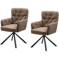 Furn.design Stuhl-Set 2 Stück braun Leder-Optik, 180° drehbar, Milos