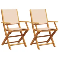 VidaXL Gartenstühle 2 Stk. Beige Massivholz Akazie & Stoff