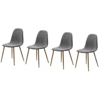 Furn.design Stuhl-Set 4 Stück Grau Cord Metall Holzoptik 4-Fuß