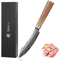 Wakoli Nussbaum Damast Steakmesser mit 12,5 cm Klinge I