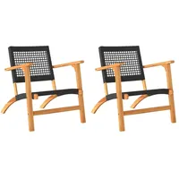 VidaXL Gartenstühle 2 Stk. Schwarz Poly Rattan und Akazienholz