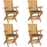 VidaXL Gartenstühle mit Taupe Kissen 4 Stk. Massivholz Teak