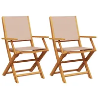VidaXL Gartenstühle 2 Stk. Taupe Massivholz Akazie & Stoff
