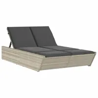 VidaXL Doppel-Sonnenliege mit Kissen 200 x 118 x 50,5/62,5/73,5/83