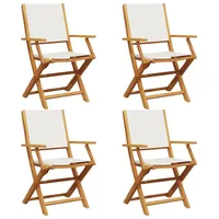VidaXL Gartenstühle 4 Stk. Klappbar Cremeweiß Stoff und Massivholz