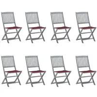 VidaXL Klappbare Gartenstühle 8 Stk. mit Kissen Massivholz Akazie