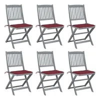 VidaXL Klappbare Gartenstühle 6 Stk. mit Sitzkissen Massivholz Akazie