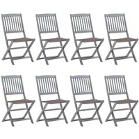 VidaXL Klappbare Gartenstühle 8 Stk. mit Kissen Massivholz Akazie