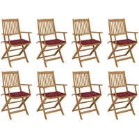 VidaXL Klappbare Gartenstühle mit Kissen 8 Stk. Massivholz Akazie