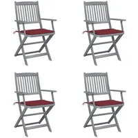 VidaXL Klappbare Gartenstühle 4 Stk. mit Sitzkissen Massivholz Akazie