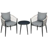 Outsunny 3tlg. Gartenmöbel Set, Garten-Bistroset inkl. 1 Tisch, 2