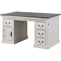 MASSIVMOEBEL24.DE MASSIVMOEBEL24 Schreibtisch Mango / Akazie 140x80x76 weiß gewachst