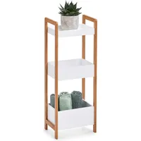 Hti-Living Standregal mit 3 Ablagefächern, weiß Bambus, MDF