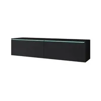 Veneti P & B Lowboard 140x30 cm Schwarz/Grau Holzwerkstoff