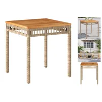 VidaXL Gartentisch Beige 38x38x42 cm Poly Rattan Akazienholz