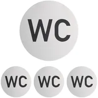 Relaxdays WC Schild, 4er Set, rund, Türschild zum Aufkleben,