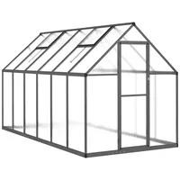 VidaXL Gewächshaus mit Fundamentrahmen Anthrazit 334x169x195 cm Alu