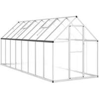 VidaXL Gewächshaus mit Fundamentrahmen Silber 445x169x195cm Aluminimum