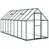 VidaXL Gewächshaus mit Fundamentrahmen Grün 445x169x195 cm Aluminimum