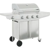 VidaXL Gasgrill mit 5 Flammen Silbern Edelstahl