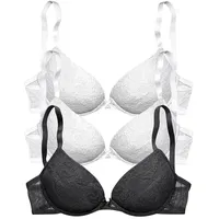PETITE FLEUR Push-up-BH Damen 2xweiß+1xschwarz Gr.85A