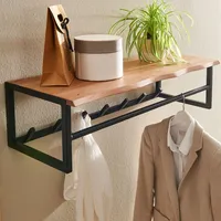 FineBuy Wandgarderobe Holz Metall 80 cm Garderobe mit Ablage