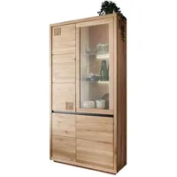 Main Möbel Vitrine Vitrine Schrank 103x205cm Wildeiche geölt Bergamo