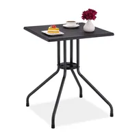 Relaxdays Gartentisch, HBT: 75x61x61 cm, Balkontisch Holzoptik, Kunststoff, Metall,