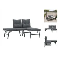 VidaXL Gartenbänke mit Kissen 2 Stk. Schwarz Pulverbeschichteter Stahl